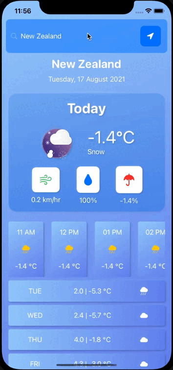 A weather app made using swiftUI and lottie animations