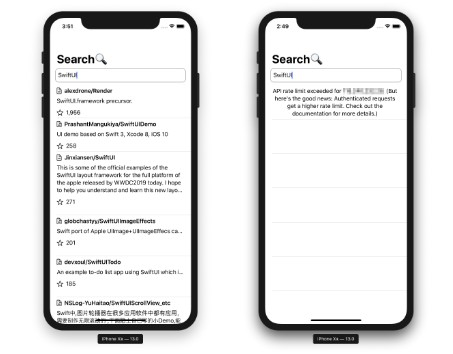 IOS App To Search Github Repository Implemented Using SWIFT UI And Combine