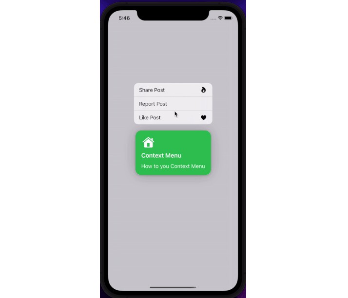 Context Menu Built With SwiftUI