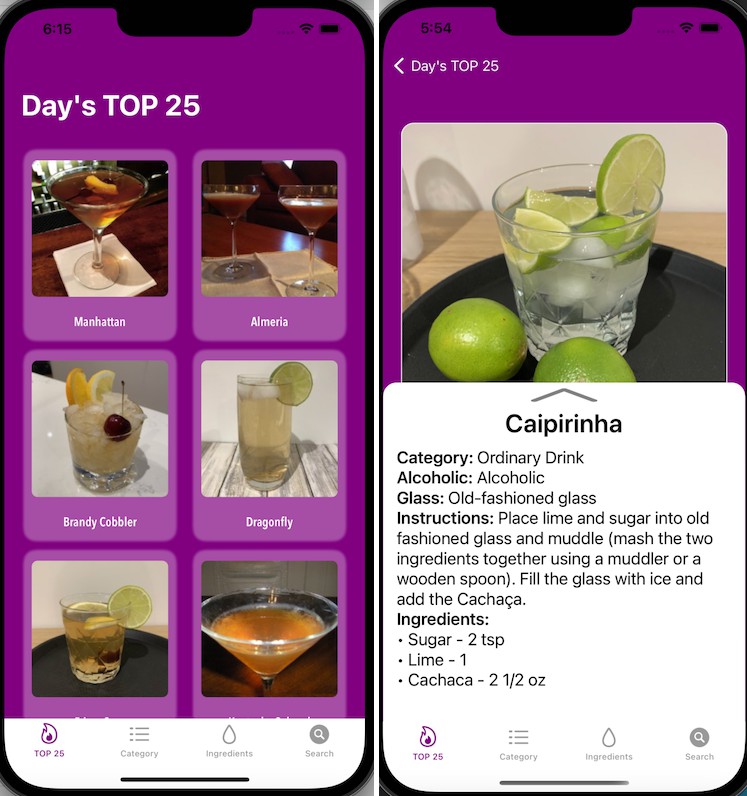 Cocktails finder App with Swift