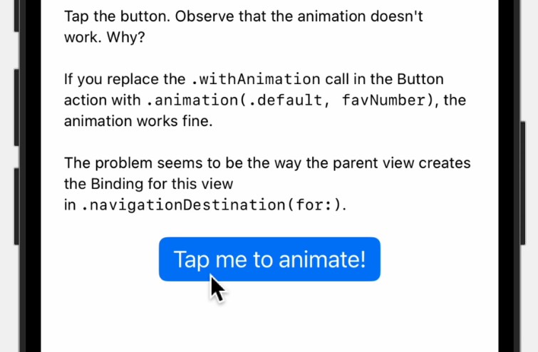 Demo Of A SwiftUI Animation Bug In IOS And MacOS