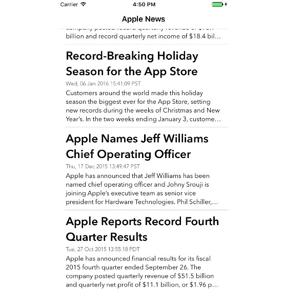 一个简单的应用程序显示最新的苹果新闻