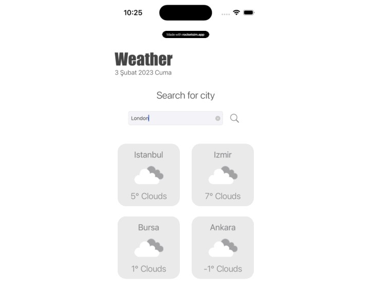 带搜索选项的基本天气应用程序