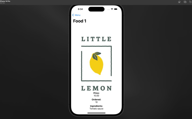 小柠檬晚餐菜单应用程序与SwiftUI