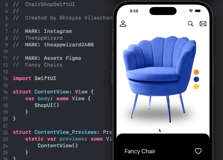 使用SwiftUI制作的椅子商店UI