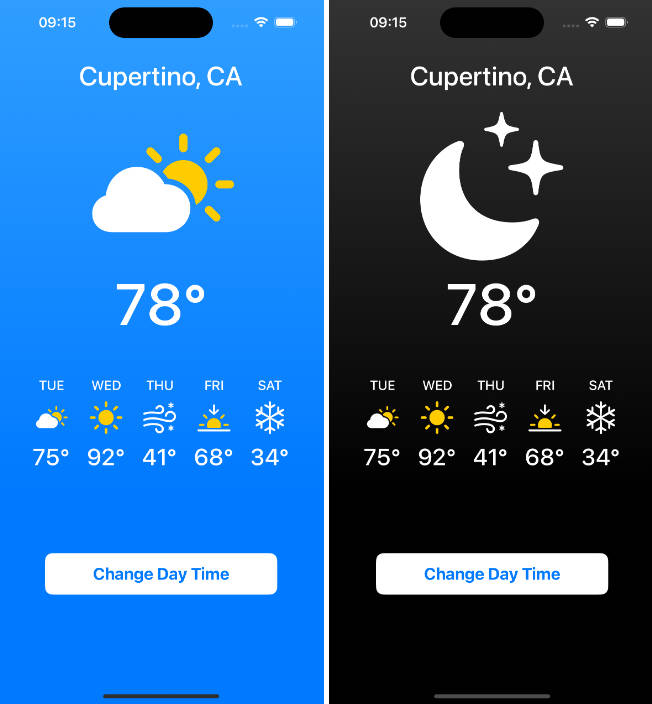 SwiftUI app that shows weather